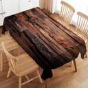 Dark Wood Rectangle Tablecloth Vintage Natural Wooden Board Table Cloth for Kitchen Dining Rustic Tablecloths Farmhouse Style Table Cover Decor for Party Patio 54 x 72 Inch (Brown)