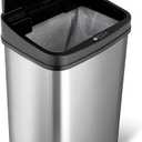 Silver/Black 13-Gallon Stainless Steel Kitchen Trash Can with Motion Sensor Lid New