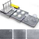 3Pcs Nesting Stone Drying Mat for Kitchen Counter, Quick Drying Dish Drying Mat with Non-Slip Feet, Super Absorbent Heat Resistant Diatomaceous Earth Dish Drying Mat for Dishes, Bottles, Cups-Leaf