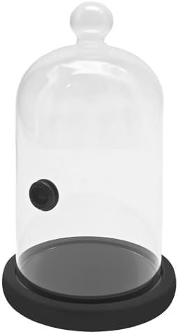 MDEOOSKY Smoking Cloche with Wood Base, Cocktails Smoke Infuser Accessory, for Dessert Food and Drinks Classic Glass Smoke Cloche Glass Dome for Smoker Gun Cocktails