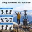 JOILCAN Tripod Camera Tripods, 74" Tripod for Camera Phone Video Recording, Heavy Duty Cameras Tripod Stand, Professional Travel DSLR Tripods Compatible with Canon iPhone, Max Load 15 LB