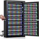 225 Keys Key Lock Box Wall Mount with Additional 16 Side Hooks and Key Tags, Anti-Theft Key Box Key Cabinet with Side Opening, Key Organizer Key Safe for Home Office Garage Rental Business (Black)