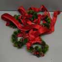 Dingion 6 Pcs 6 Inch Christmas Mini Cabinet Wreaths for Kitchen with Ribbon Bows Pinecone Berry Small Window Wreath Garland for Door Window Farmhouse Christmas Party Decorations