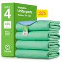 IMPROVIA® Washable Underpads, 34" x 36" (Pack of 4) - Heavy Absorbency Reusable Bedwetting Incontinence Pads for Kids, Adults, Elderly, and Pets - Waterproof Protective Pad for Bed, Couch, Sofa, Floor