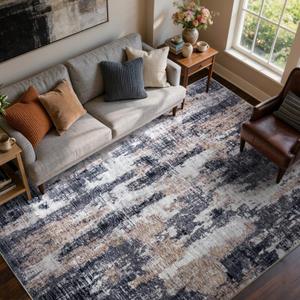 6x9 Ft Area Rugs for Living Room, Soft Non-Slip Washable Rugs Modern Abstract Pattern Carpet for Bedroom Indoor Floor Nursery Home Decor (Brown)