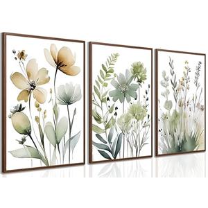tgguytiy Sage Green Botanical Posters Set of 3 – Boho Floral Wall Art Prints, Minimalist Flower Artwork for Bedroom, Bathroom, Living Room, Aesthetic Plant Pictures Home Decor 24x16 Inch Unframed