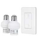 DEWENWILS Remote Control Light Bulb Socket, Wireless Light Switch for Pull Chain Light Fixture, E26 E27 Bulb Base, No Wiring, ETL Listed(1 Wall Mounted Switch+2 Socket)