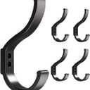 5 Pack Coat Hooks Heavy Duty for Hats Backpack(30LBS),Decorative Black Wall Towel Hooks for Hanging Jackets Robes Purse Clothes,A Modern Home Deco for Your Bathroom Kitchen Entryway
