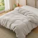 Bedsure Duvet Cover Full Size Only - Prewashed Cotton-Like Polyester Extra Soft All Season Bedding, Includes 1 Duvet Cover 80x90 Inches with Zipper Closure, Linen, (No Comforter)