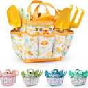 Kids Gardening Set Toys,Includes Metal Trowel,Transplanting Shovel,Garden hat,Rake,Apron,Gloves,Watering Can,and Tool Organizer Bag (Yellow)