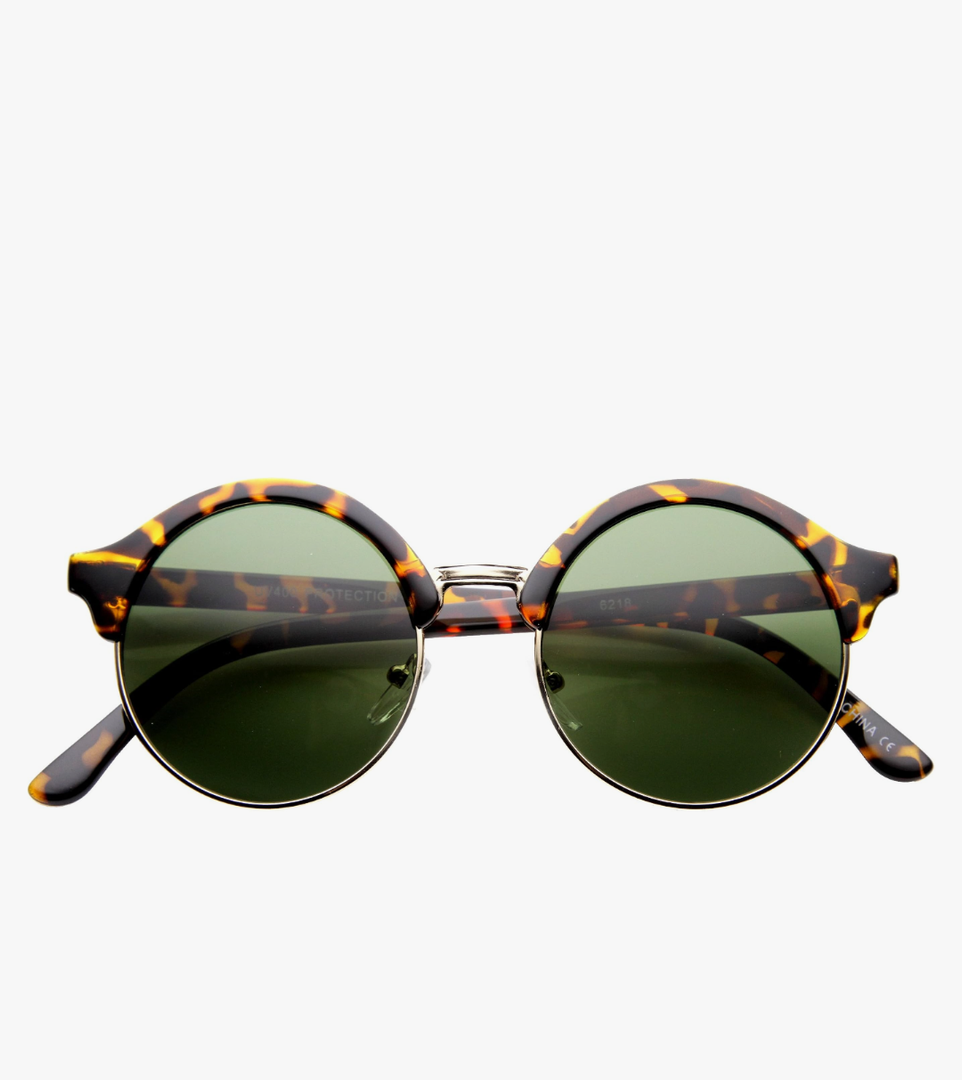 zeroUV Vintage Inspired Classic Half Frame Semi-Rimless Round Circle Sunglasses, Set of 3