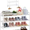 KANAV 4-Tier Expandable Shoe Rack, Heavy Duty Adjustable Metal Shoe Organizer for Closet, Entryway & Mudroom, Freestanding, Tool-Free Assembly, White