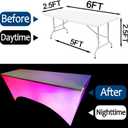 Glow 6FT Fitted Tablecloth White Spandex Table Cover for Folding Rectangle Tables 72" L x 30" W x 30" H with LED Lights and Remote Control for Event, Wedding, Banquet & Parties