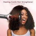 2-in-1 Blow Dryer Brush & Hair Straightener, Ionic & Ceramic Thermal Brush with Adjustable Heat & Cool Shot, 110000 RPM Motor High-Speed Motor for Frizz-Free, Smooth & Voluminous Hair, Gray with Comb