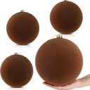 4 Pcs 8 Inch Extra Large Velvet Christmas Balls Oversized Huge Big Christmas Tree Ornaments Balls for Family Holiday Xmas Tree Hanging (Brown)