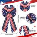 Riceshoot 2 Pcs 4th of July Patriotic Bows USA Red White and Blue Star 250th Anniversary Burlap Bow Tree Topper for Indoor Outdoor Independence Day Party Decoration(Classic)