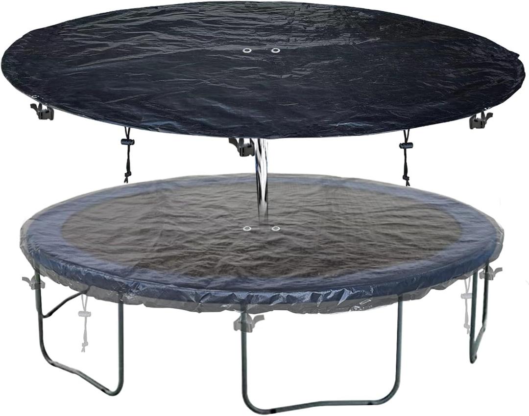 14 Ft Winter Trampoline Cover 8-16 Ft Trampoline Cover, Easy to Install Trampoline Protective Cover, Waterproof Trampoline Covers, Anti-UV, Snow, Dust-Proof Trampoline Weather Cover Black