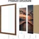 24x36 Poster Frame Set of 2, 24 x 36 Wood Picture Frames with Mat for 20x30, Wooden Photo Frame with Tempered Glass Cover for Wall Mounting Display, Rustic Brown, 24x36-2Pack