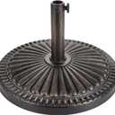 Patio Umbrella Stand - 40 lbs 20.8" Heavy Duty Outdoor Umbrella Base Stand, Market Umbrella Holder for Garden, Backyard, Pool, Beach, No Water or Sand Required, Round Bronze