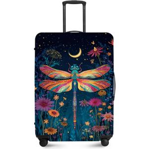 FOREVER QUEEN Magical Dragonfly Luggage Cover Suitcase Protector Suitcase Cover Anti-Scratch,Stretchable Bag Cover Washable Durable Polyester