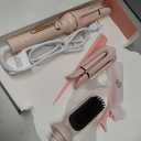 Auto Hair Curler, 3-in-1 Automatic Curling Iron & Brush Set, 1" & 1.25" Interchangeable Rotating Barrels, Anti-Scald & Anti-Tangle Wand for Hair Styling, Auto Shut-Off, Dual Voltage, Pink