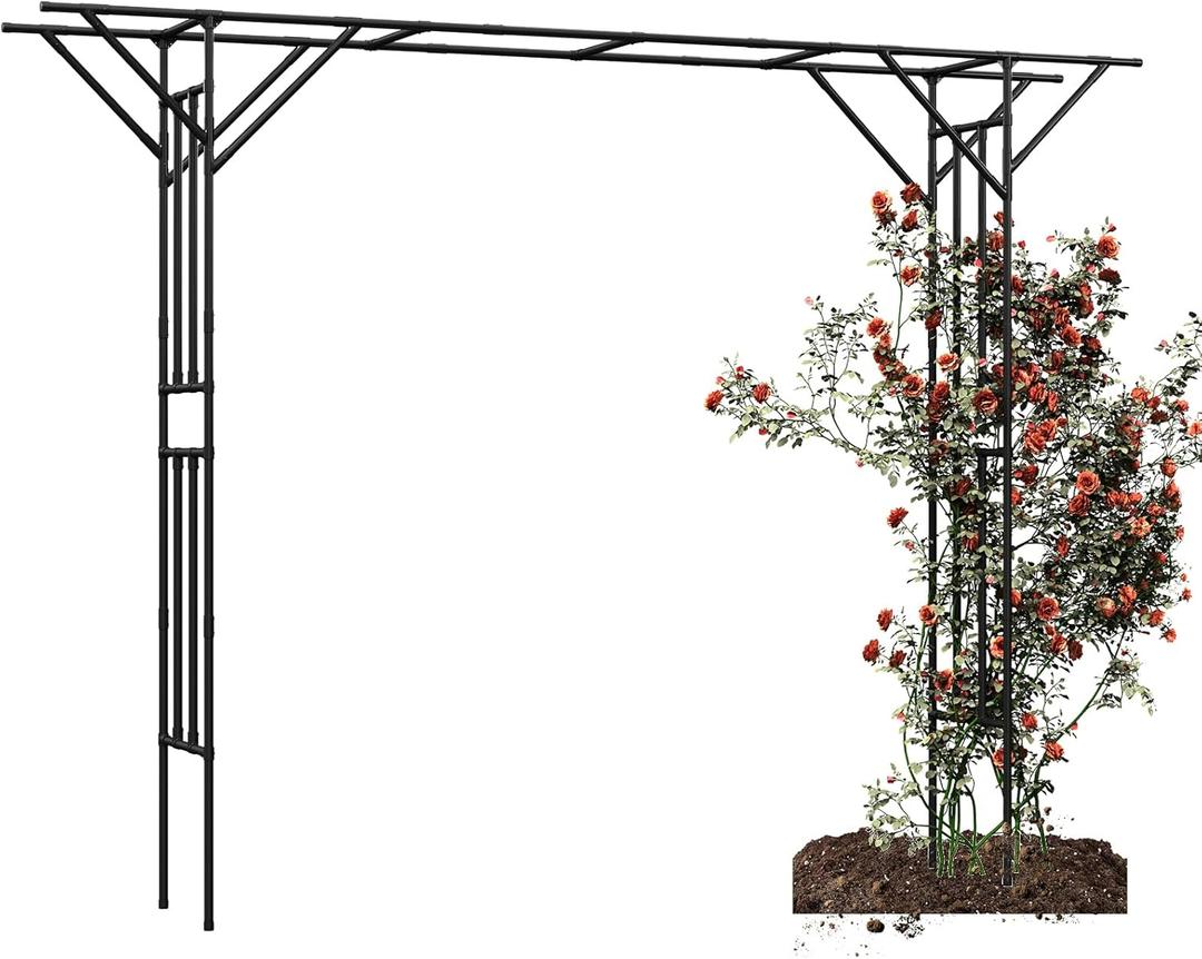 Supersize Flattop Garden Arch for Wedding - 140.7" L x 106" H Garden Arch Arbor Trellis for Climbing Plants Outdoor - Galvanized Steel Pipe Coated with Plastic