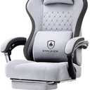 GTPLAYER Gaming Chair, Computer Office Chair with Pocket Spring Cushion, Linkage Armrests and Footrest, High Back Ergonomic Computer Chair with Lumbar Support Task Chair with Footrest (Frostedgray)