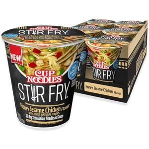 Nissin Cup Noodles Stir Fry Noodles in Sauce, Honey Sesame Chicken, 3.00 Ounce (Pack of 12), BBD: 01/24/2026