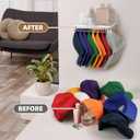 Hat Rack Wall Mount with Shelf Support 16 Caps, Space Saving Self Adhesive Hat Holder Organizer Over the Door/ Entryway/ Closet, Plastic Floating Shelf No Drill for Keys, Drawing and Plants (Clear)