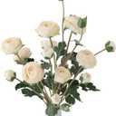 6Pcs Realistic Silk White Ranunculus Artificial Flowers Long Stems, 23.6" Tall Fake Flowers Faux Flowers Suit for Year-Round Home Decoration, Wedding, Bridal Bouquets, Office
