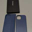 SHIELDON Wallet Case for iPhone 15, Genuine Leather Wireless Charging Removable Folio Case Kickstand RFID Blocking Card Slot Magnetic Shockproof Cover Compatible with iPhone 15 - Royal Blue