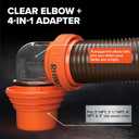 Camco RhinoFLEX 15-Ft RV Sewer Hose Kit - Features Clear Elbow Fitting w/Removable 4-in-1 Adapter - Connects to 3 Slip or 3/3.5/4 NPT Threaded Sewer Connection (39770)