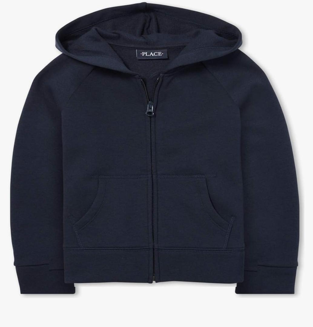 The Children's Place Uniform Fleece Zip Up Hoodie Size Large, Navy Blue 