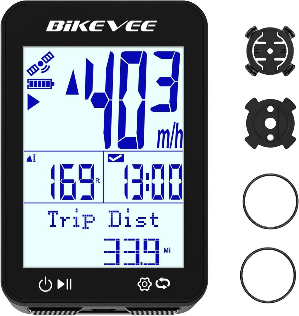 GPS Bike Computer Wireless Bicycle Speedometer Odometer 9 Languages Auto Backlight Auto Start Stop IPX7 Waterproof 2.4 Inch LCD Supports MPH KMH