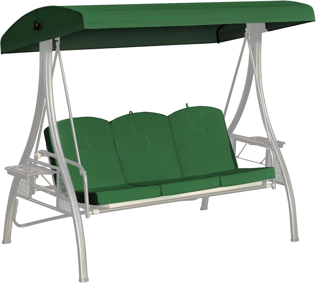 Outdoor Porch Swing Cushions 3 Seater with Swing Canopy