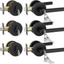 Goldenwarm Exterior Deadbolt and Keyed Entry Door Handle Set, Heavy Duty Zinc Alloy Black Door Lever, Key Entry Front Matte Black Door Handle with Lock and Key(3 Pack)