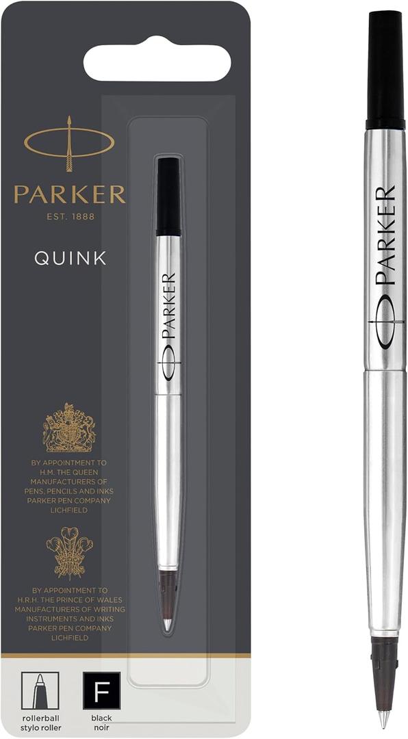 Parker Rollerball Pen Ink Refill | Fine | Black QUINK Ink | 1 Count