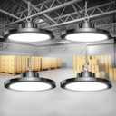 UFO LED High Bay Lights 300W 4Pack 45000lm Super Bright 6000K High Bay Led Shop Light(1200W MH/HPS Eqv.) with Plug 5' Cable and Hook Ring Led Shop Lighting for Garage Gym Warehouse Workshop