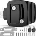 PAULINN Black RV Door Lock Replacement, Upgraded 100% Metal Door Handle Latch with Paddle Deadbolt fits Camper, Travel Trailer, Horse, Cargo Hauler 4 Keys