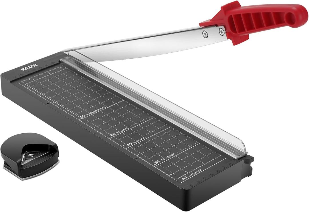 Paper Cutter, Paper Cutter for Classroom with Safety Guard and Blade Lock, 12" Cut Length Guillotine Paper Cutter with 8 Sheet Capacity,Paper Cutters for Crafting,Cardstock,Home, Office,School (Gray)