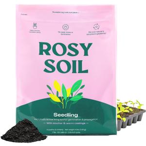 Rosy Soil Seedling Seed Starter Soil - Peat-Free Organic Potting Mix for Seeds, Cuttings, Microgreens- w/Worm Castings, Root-Boosting Biochar, Less Prone to Gnats, for Germination, Propagation - 4qt