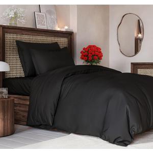 Duvet Cover Twin/Twin XL Size Set - Extra Soft Duvet Cover 68 x 90 with 1 Pillow Sham - Hotel Luxury, Easy Care and Fade Free with Zipper Closures & Ties - Comfy, Cozy Breathable Bedding Set (Black)