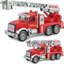 Toddler Boy Toys, Fire Trucks for Toddlers 3-5, Lights Music Toy Cars with 1 Rotating Extend Ladder, Firetrucks with 2 Opening Doors, Baby Toys for 3 4 5 6 Year Old Boy, Kids Christmas Birthday Gift