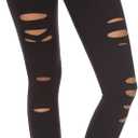 DIBAOLONG Womens High Waist Yoga Pants Cutout Ripped Tummy Control Workout Running Yoga Skinny Leggings (X-Small, Black)