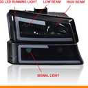 G-PLUS LED DRL Headlights, Compatible with 2003 2004 2005 2006 Chevy SIlverado/Avalanche 1500 2500 Bumper Headlamps, Smoky Lens Black Housing Clear Reflector,faros delanteros