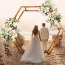 Wooden Wedding Arch 7.5ft Hexagon Wood Arch for Ceremony Arbor Backdrop Stand for Wedding Party Indoor Outdoor Garden Backyard Rustic Decorations, Easy to Set up(Hexagon,7.5 ft)