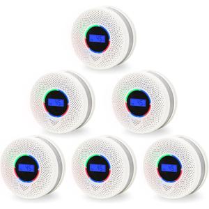 Upgraded Smoke and Carbon Monoxide Detector 10-Year Lifespan, Dual Sensor Smoke Alarm & Carbon Monoxide Detector (6 Pack)