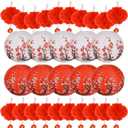 30 Pcs 12 Inch Chinese Japanese Paper Lanterns and 8 Inch Red Lanterns Hibachi Party Decorations Cherry Blossom Decorative Hanging Lantern for Chinese New Year Home Restaurant, Merry Christmas