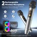 Karaoke Machine for Adults Kids, Portable Bluetooth Speaker with 2 Wireless Microphones, TWS Mode & LED Light, 10H Battery PA System, Home Party Outdoor Camping Birthday Gifts (Black)