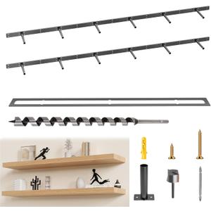 Hidden Floating Shelf Bracket 70 inch Heavy Duty Floating Shelf 2PCS Thickened Solid Steel Hardware for Hidden Wall Shelves Support Kitchen/Living Room/Office (6 inch Rods) (70" x 6" x 1.5")